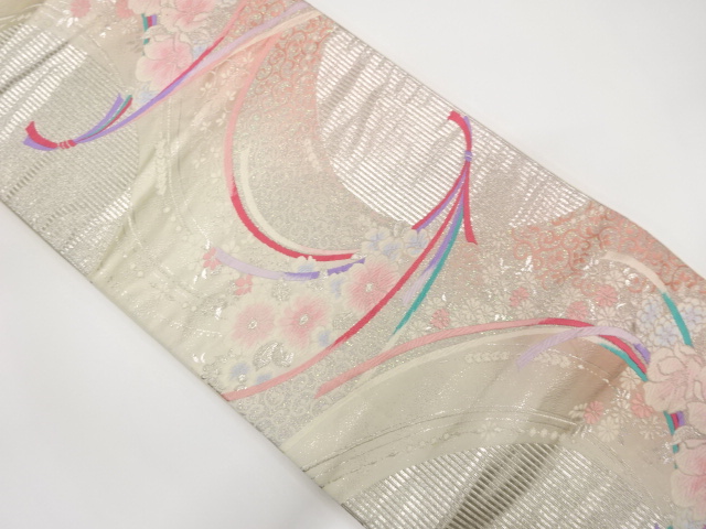 束ね熨斗に草花模様織出し袋帯